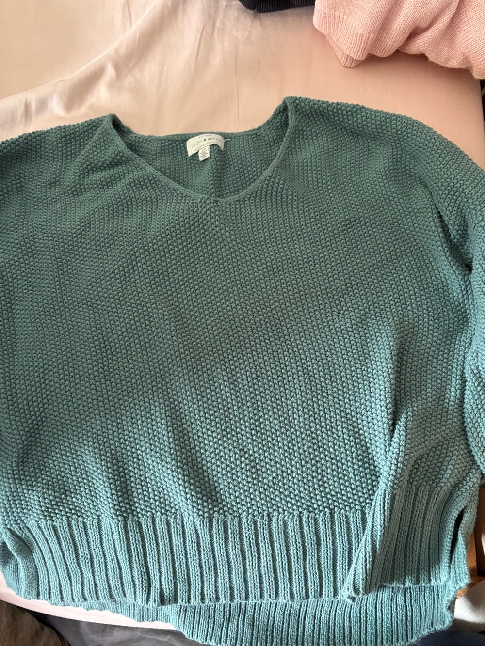Lucky Brand Mint Green V-Neck Knit Sweater - Women
